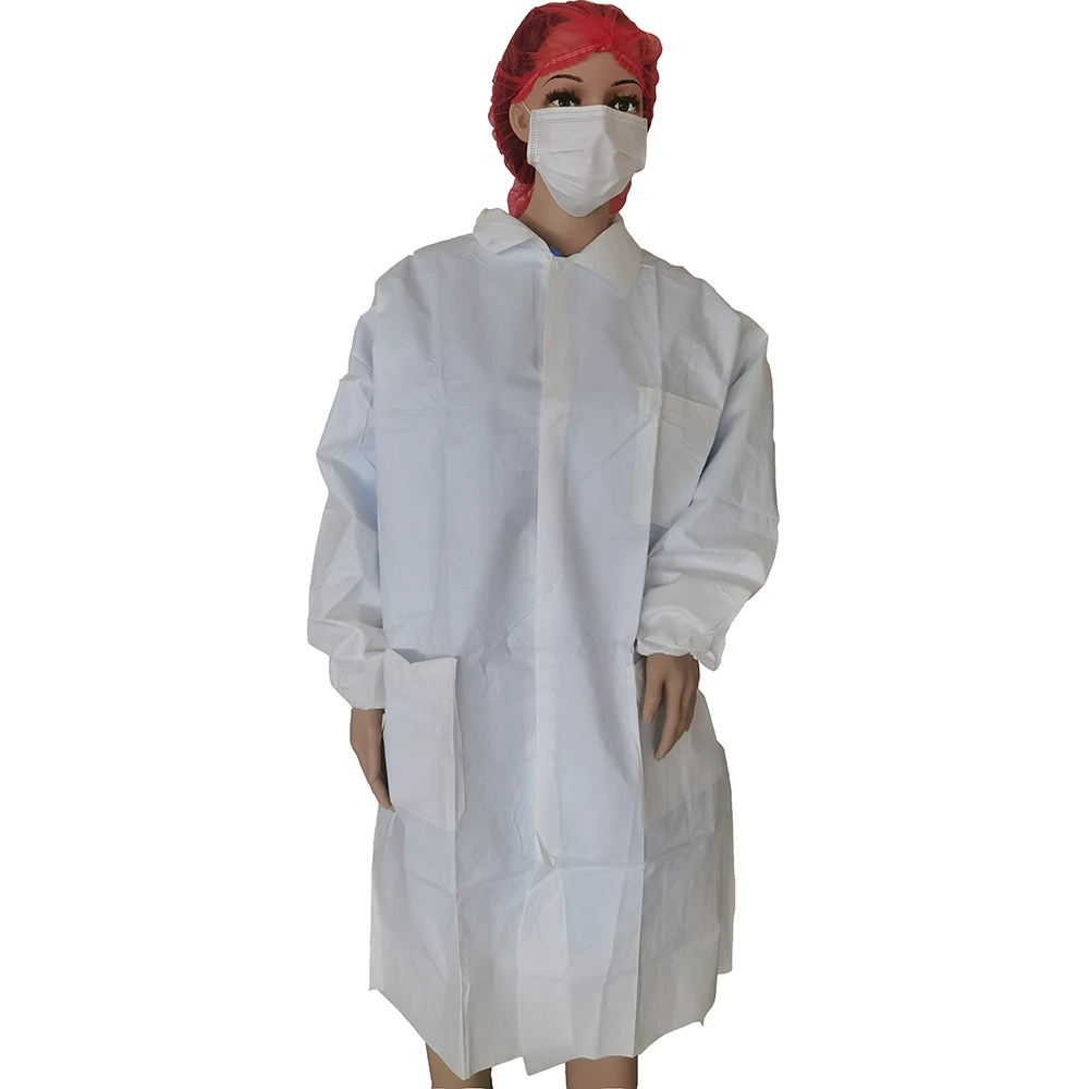 SMS нетканое лабораторное пальто одноразовое индивидуально завернутое