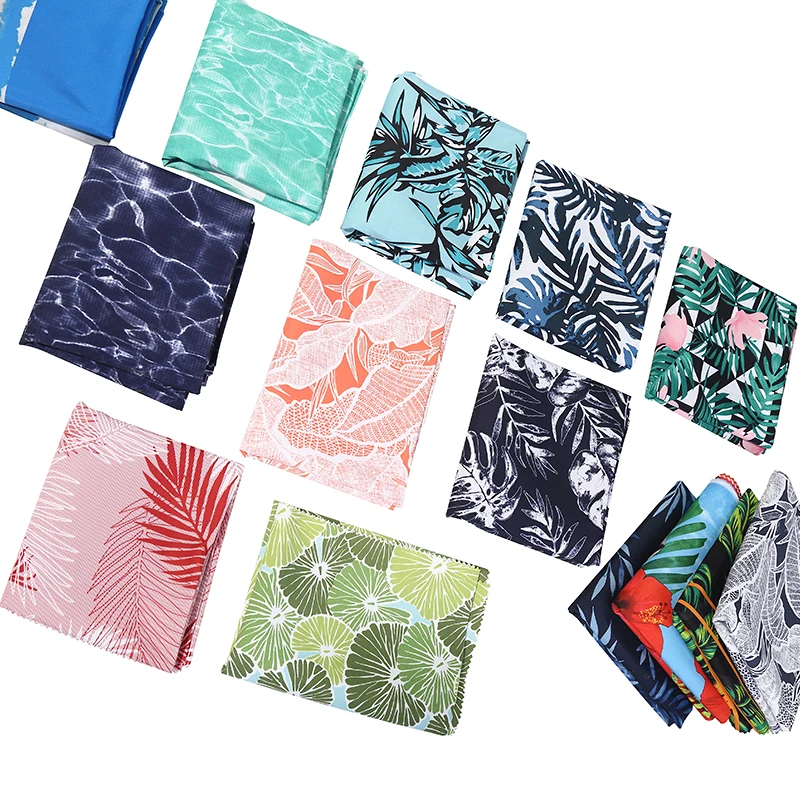 100% poly microfiber waterproof breathable peach fabric cloth skin and 3D printing meter price for beach shorts pants