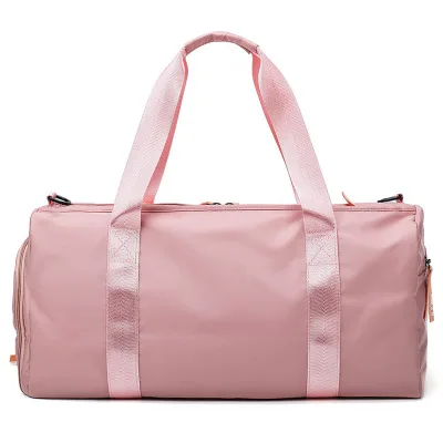 Customized Glitter Shiny Logo Large Capacity Pink Duffle Bags Women Waterproof Sports Travel Duffel Bags With Shoe Compartment