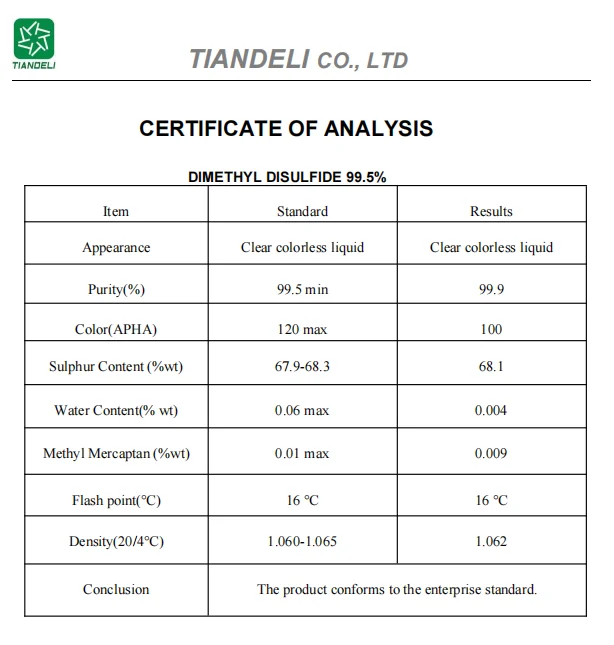 Диметилдисульфид Tiandeli CAS 624-92-0 Китай заводская