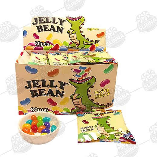 China colorful soft sweet fruity flavor jelly bean candy rainbow candy box packing halal confectionery