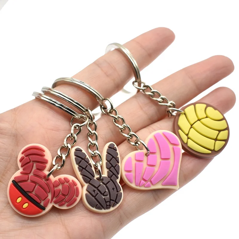 Cute Concha theme metal key holder soft rubber keychain 3d silicone promotional keyring