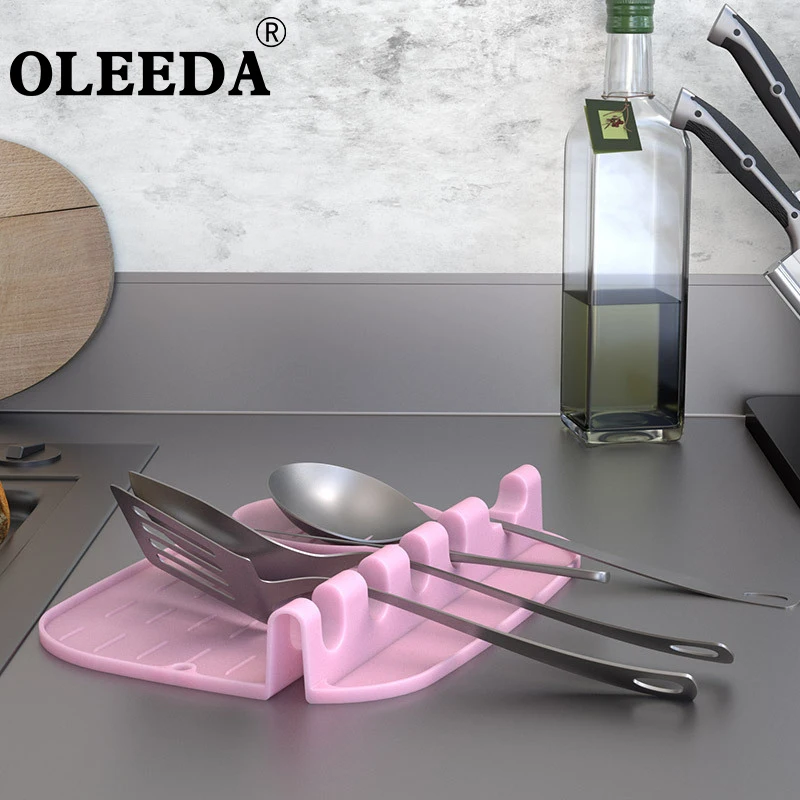  Oleeda силиконовая большая капельная подставка под заказ кухонный силиконовый Подставка для ложки лопатка держатель