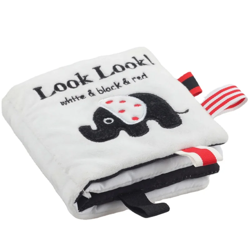 New arrival Super soft velour white & black baby books educational toys book