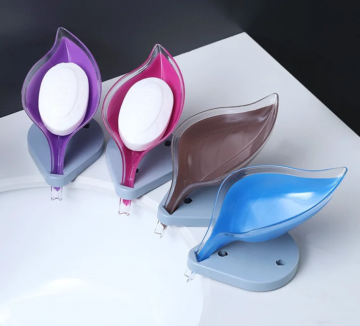 Self Draining Leaf Shape Soap Box Soap Holder with Draining Tray for Shower Bathroom Kitchen