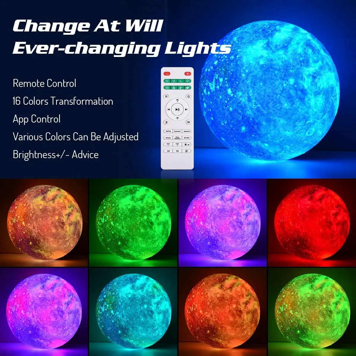 Multi-function 3D Moon Lamp Baby Sleeping Galaxies Lamp Sound Machine Smart APP Control Wake Up Light Alarm Clock BT Speaker