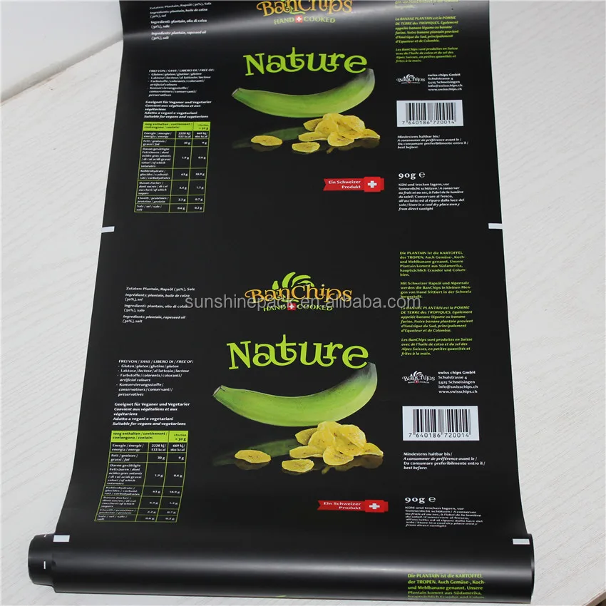 Food packaging film roll Banana Chips Snack filling machine plastic film roll