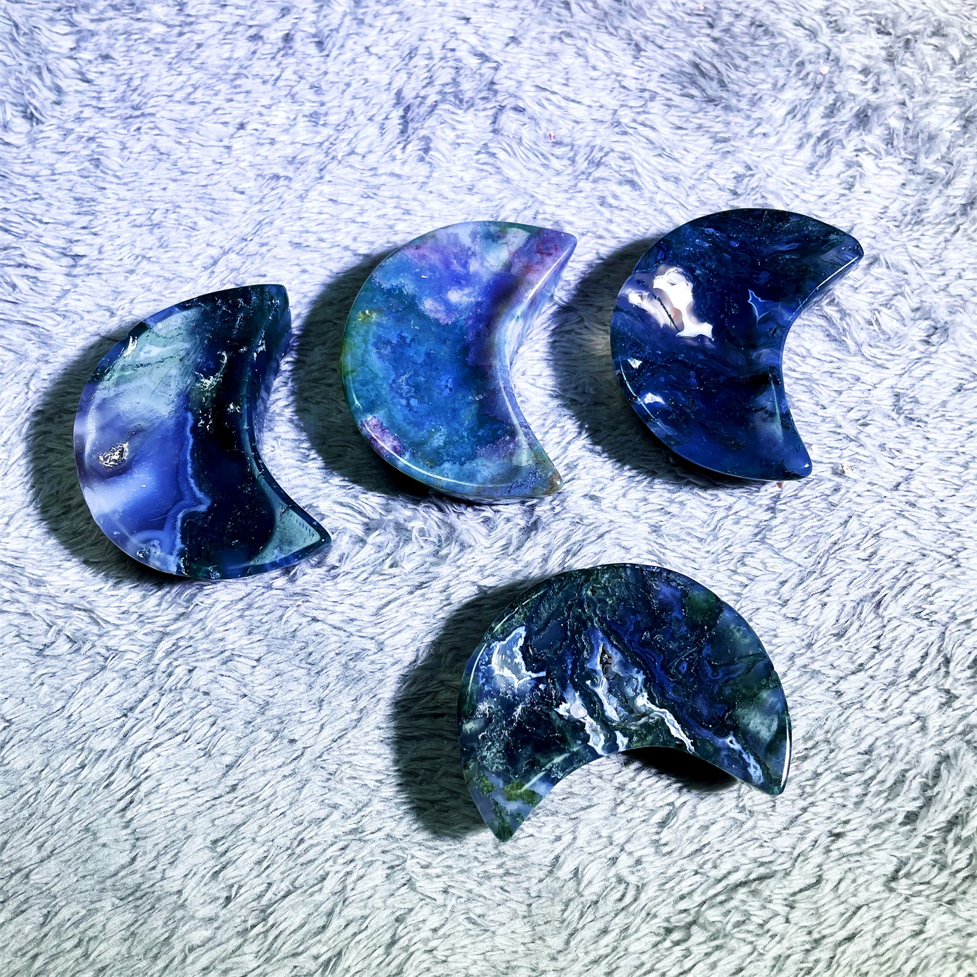 Natural Crystal Stone Mix Material Mini Moon Bowl Carving