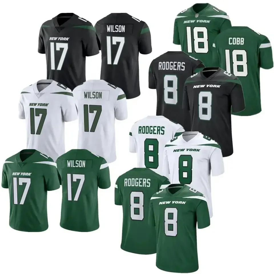 Best Quality #8 Aaron RODGERS #17 Garrett WILSON #11 Denzel MIMS Green Player Game American Football Jersey