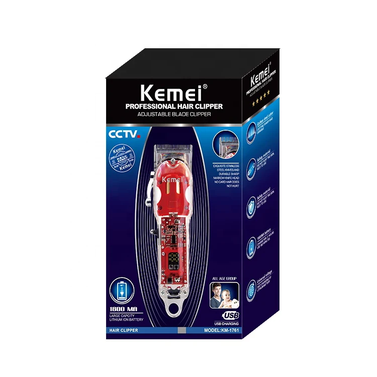 kemei High Quality USB Barber Waterproof km-1761  Electric cordless professional hair clippers hair trimmer