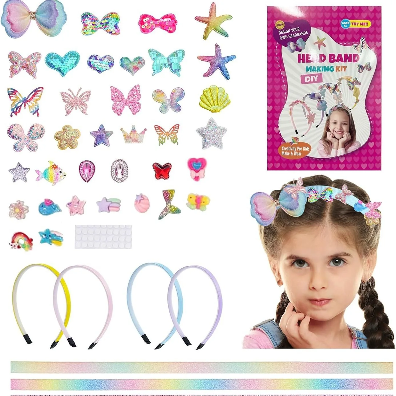 Wholesale diy Fashion headband manual material set Making Kit for kids Girls DIY toy hair accessories combination Gift