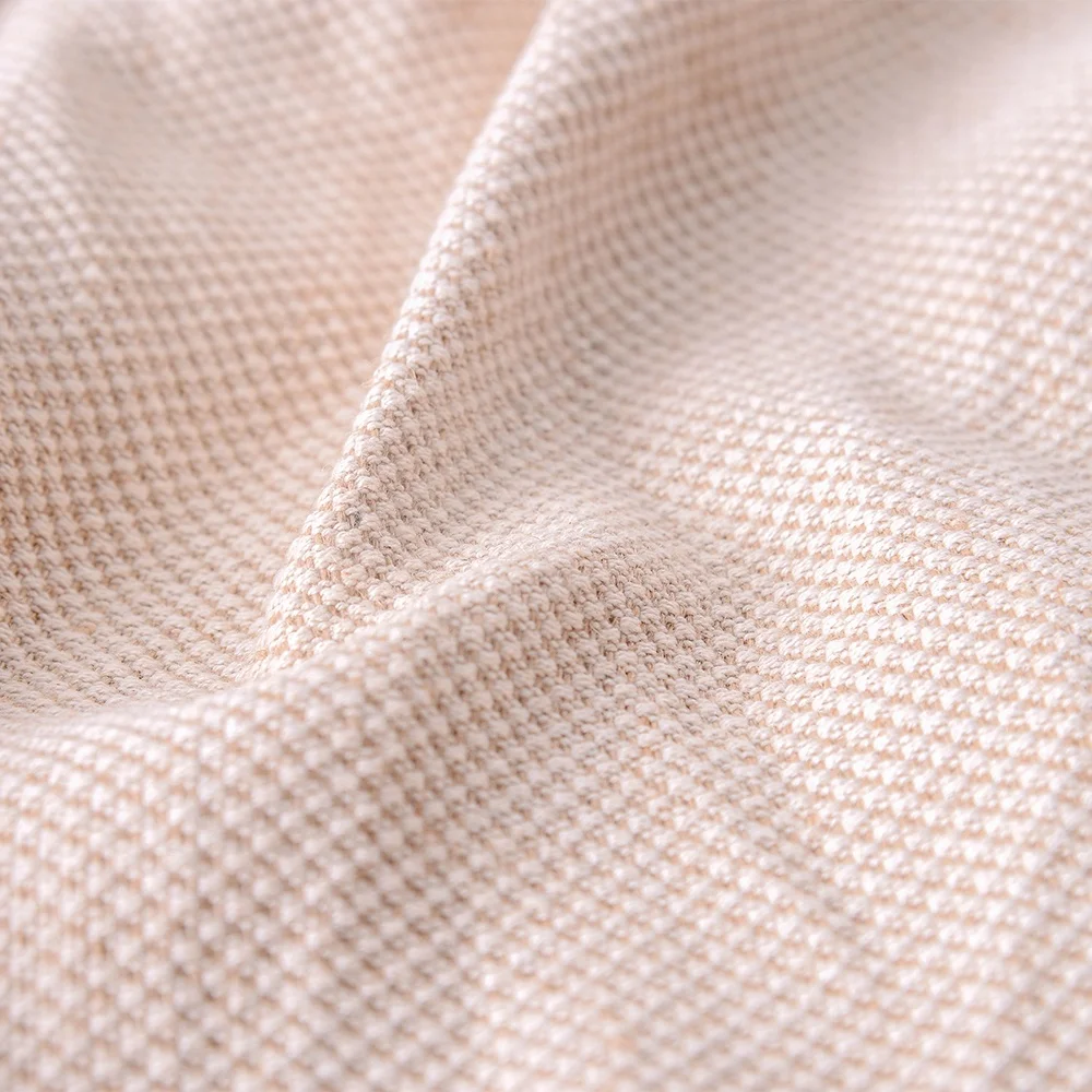 Factory Sale Textured Home Textile Plaid Raw Material Tela Para Sofas Thick Polyester Cotton Linen Fabric For Sofa and Curtain