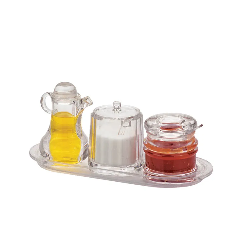 Acrylic Spice Jars Salt Sugar Pepper Condiment Container Kitchen Cruet Seasonings Tools with Spoon