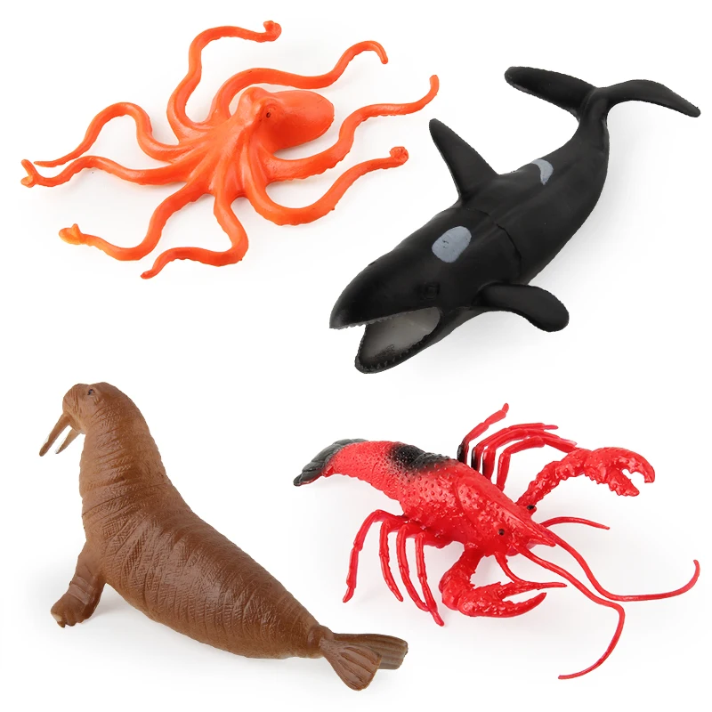 Animal Model Toys Marine Life Figure Set Educational Toy for Kids Sharks Whales Turtle Penguins