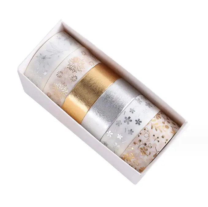 6 rolls gold foil washi tape for journal decoration