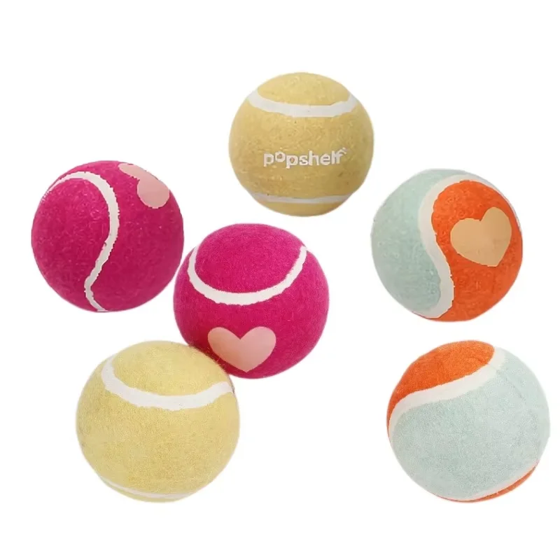 Hot selling Custom logo polyester colored 2.5inch cheap tennis balls pink purple orange black bulk personalized tennis ball