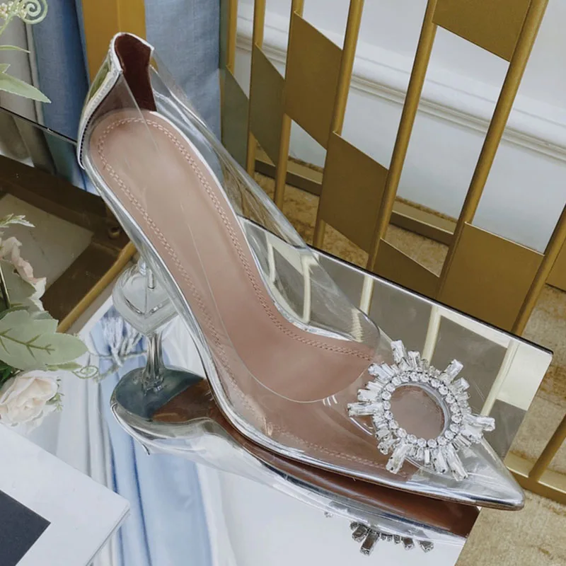 A Luxury Original Diamond Rhinestone Hot Wholesale Women Sandals 10 CM Sexy Crystal High Heels Ladies Pump Stripper Shoes