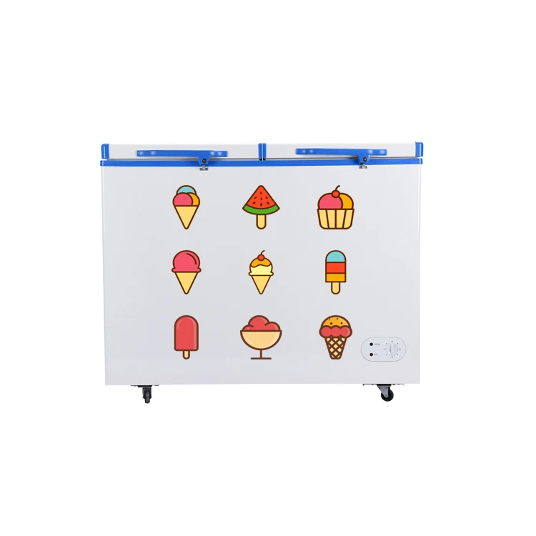 12V/24V DC BD/BC-268 л морозильник солнечной энергии глубокий глубокое морозильное вместилище двух дверей одной температуры