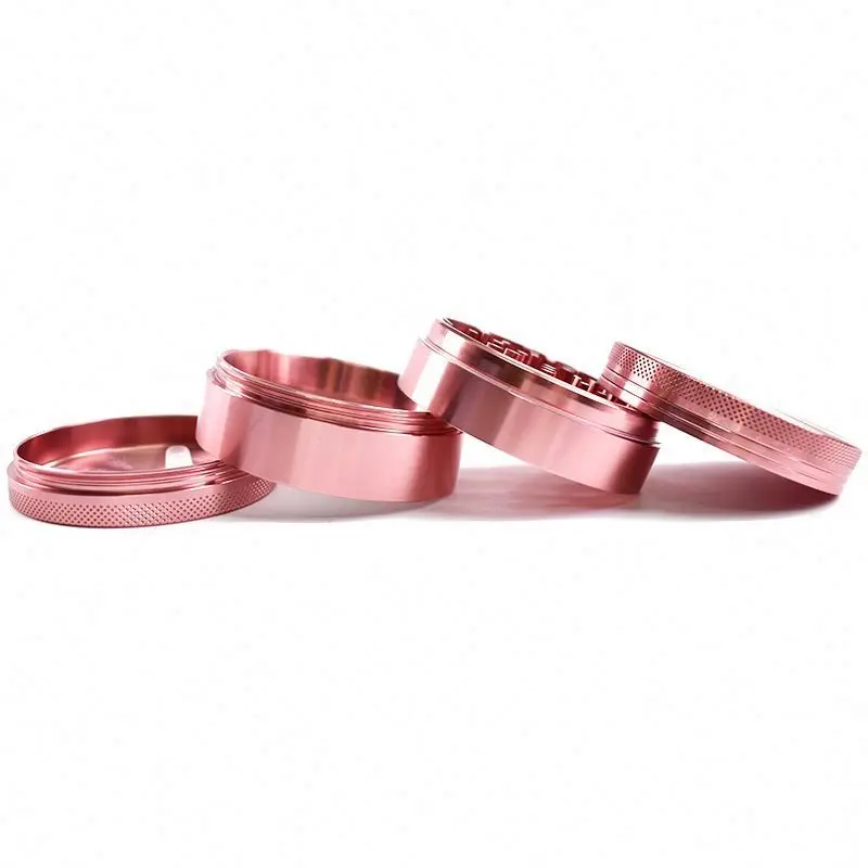 Pink Color Rose Gold Girl Love 4levels Alunium Herb Grinder Weed Tobacco Smoke Portable  for Hookah Shisha Glass Water Pipe