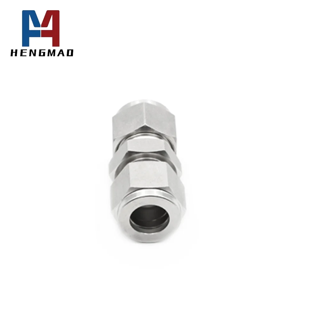 Professional Stainless Steel 304 316L Compression Straight Connector  2mm to 50mm Double Rings Tube Fittings
