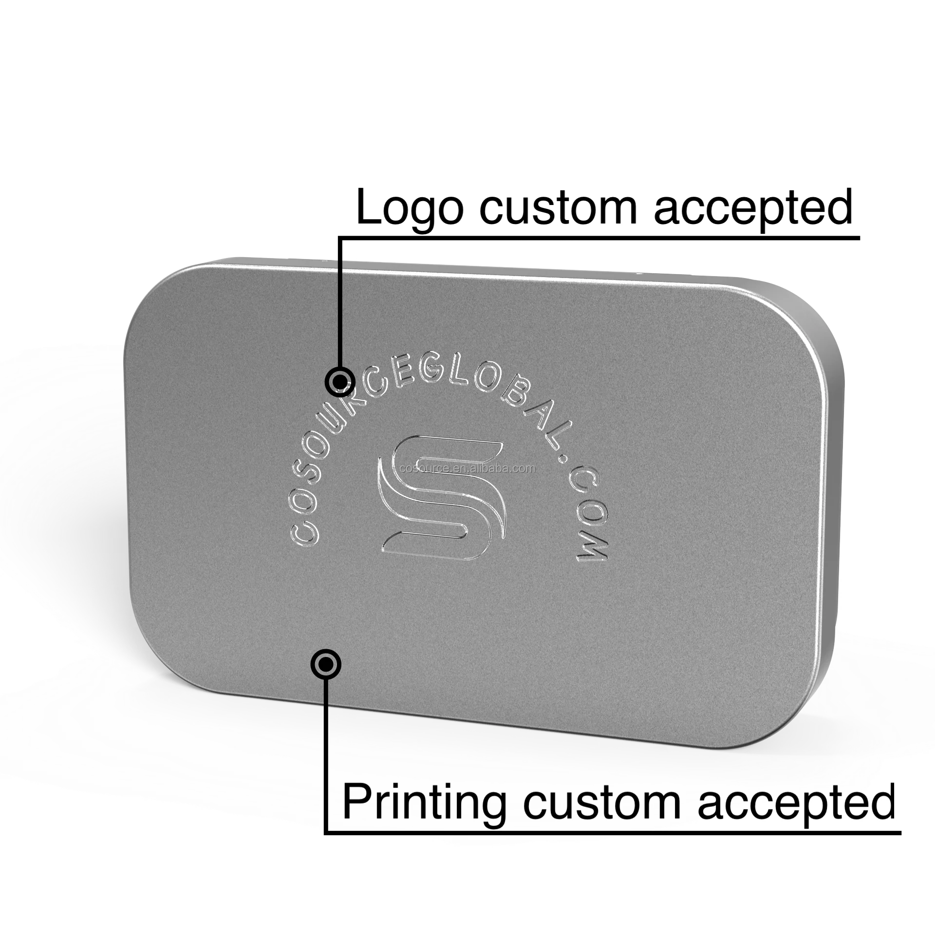 Custom Printed Child Resistant Certified Airtight Packaging Rectangular Metal Flip Top Tin Case for PreRolls Gummies Flower