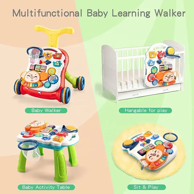 Baby Stroller Toddlers Learn To Push Walker Play Early Educational Multifunctional Learning Table Infant Musical Stroller Toy
