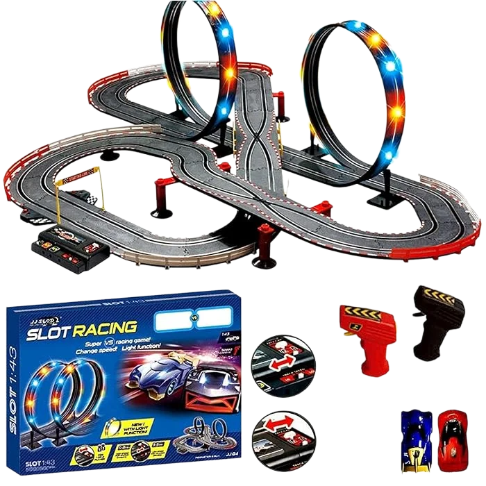 1:43 Scale Big Size Children Speed Challenge Electric Powered racing rail car slot toy track for kids