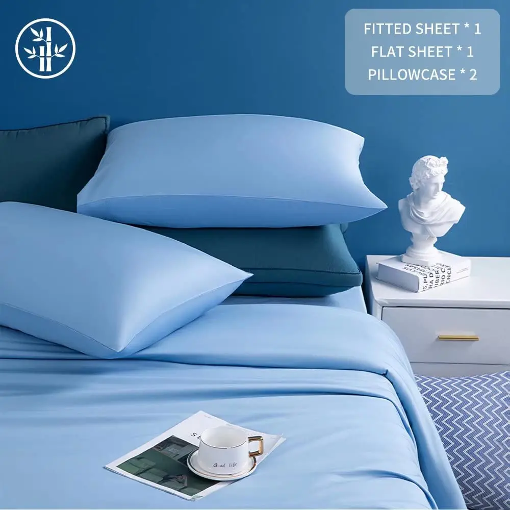 Summer Bed Sheet Cooling Bed Sheets 4 Pieces High Quality Organic Bamboo Sheet Set