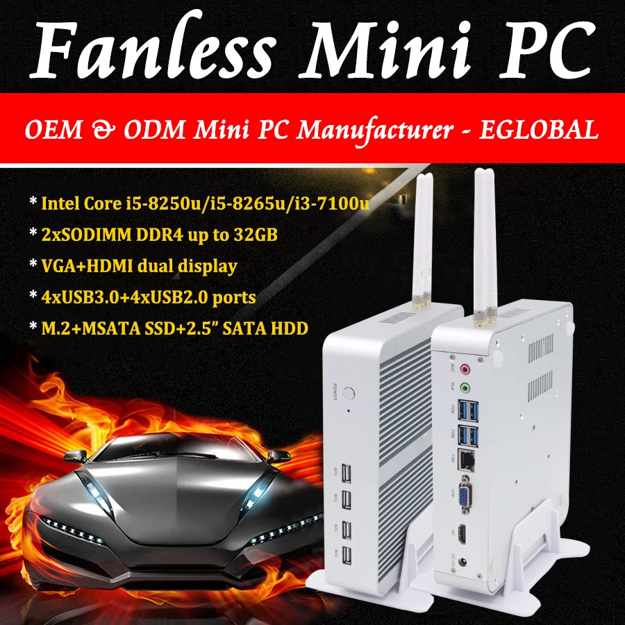 ПК без вентилятора Core i5 8250 DDR4 RAM 4K HD VGA LAN pc gamer настольные компьютеры лучшие продажи