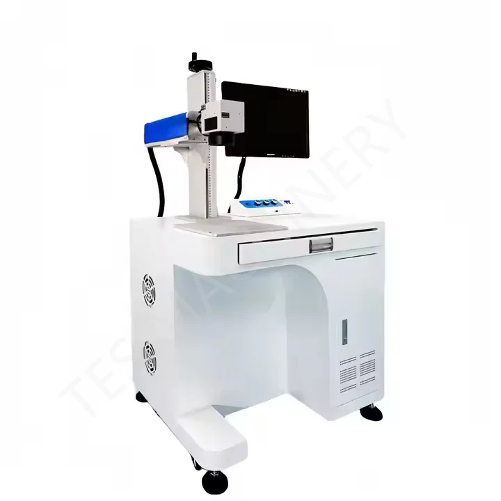 Auto focus cabinet integrated paper card plastic wood leather acrylic metal nameplate QR code date text laser engraving machine