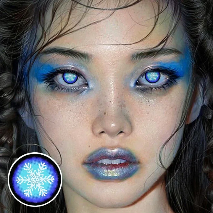 Crazy lens  Snowflake  blue Colored Contact Lenses  Halloween lenses  Cosplay color contact lens size 14.5 mm