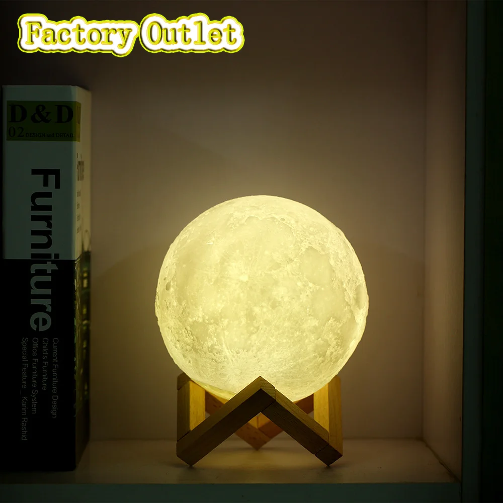 2021 Promotion 3D Moon Magnetic Floating Night Light Bedroom With Wooden Stand