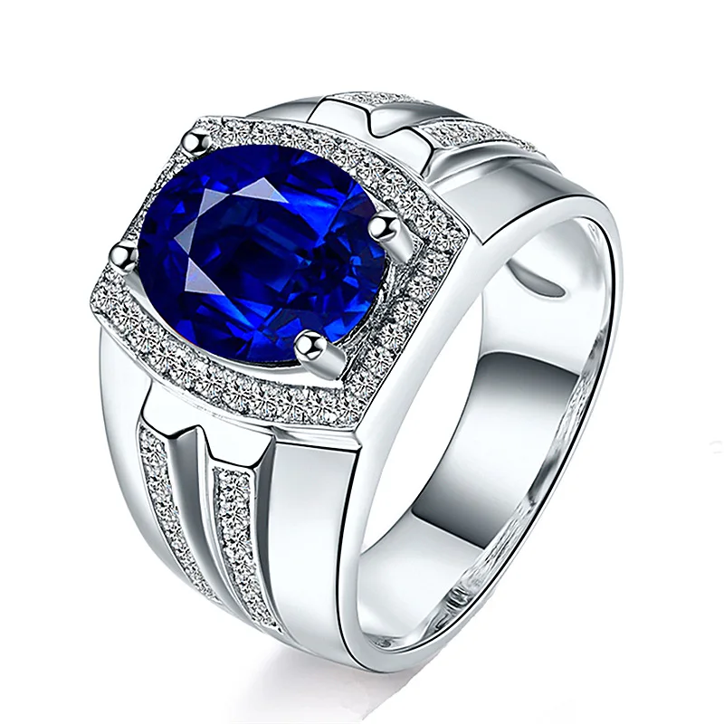 Charm Fashion Trendy Factory Wholesale plating 925 Sterling Silver Sapphire ring with 18K Gold Inlay