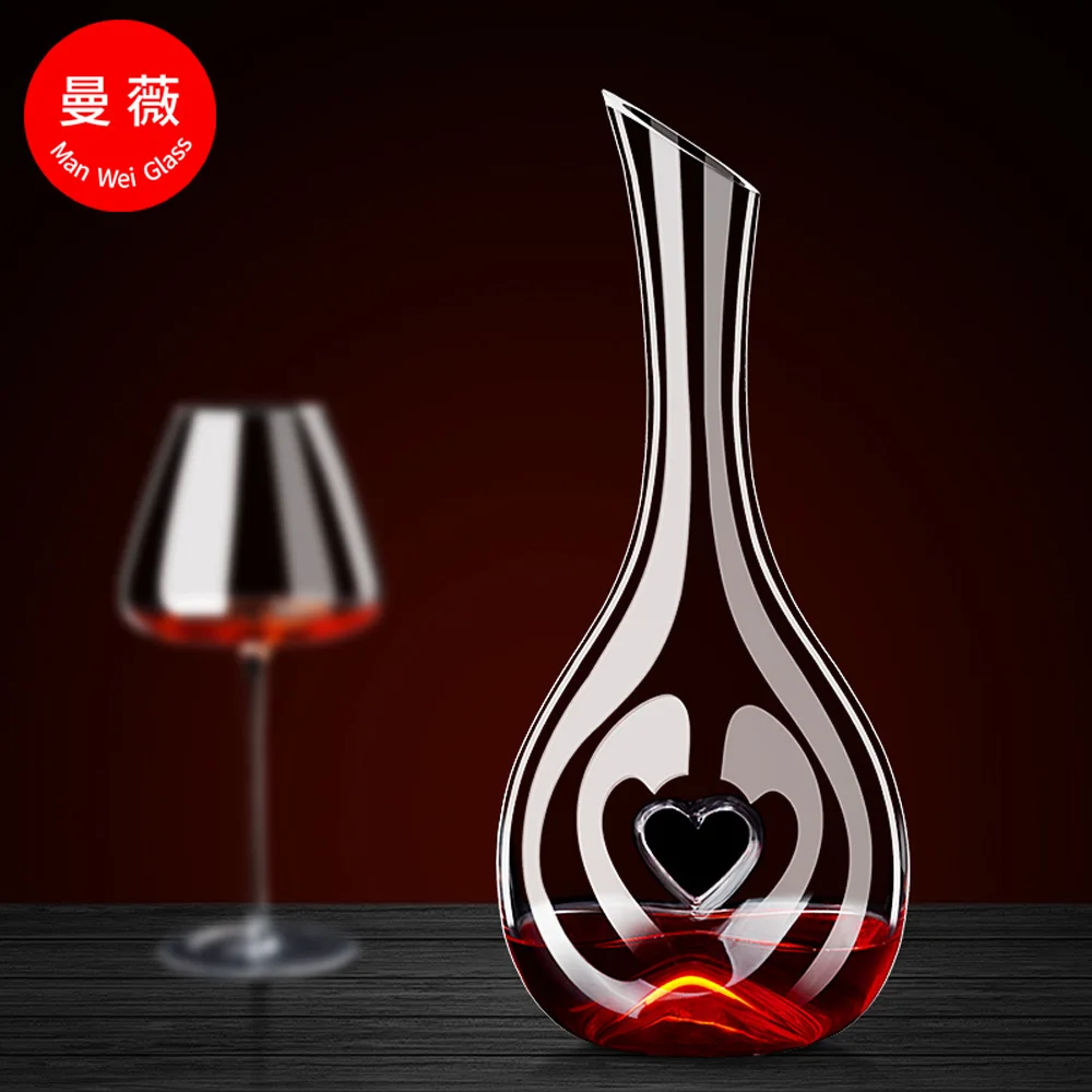 Wholesale Oblique Mouth Round Wine Decanter Wine Decanting Aerator Crystal Glass Wine Decanter Bottle