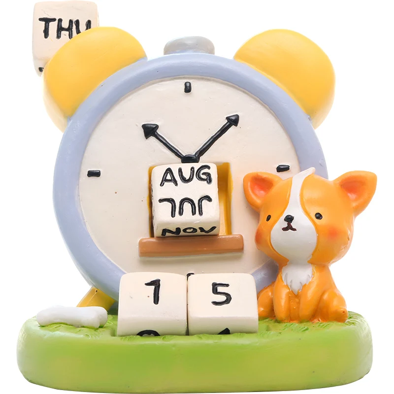 Roogo Resin Clock Mini Figures Home Decor Ornament
