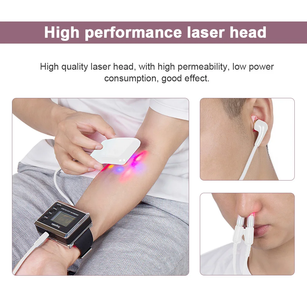 Suyzeko Home Health Care LLLT Low Level Laser Therapeutic 650nm 450nm Diabetes Cold Laser Therapy Watch