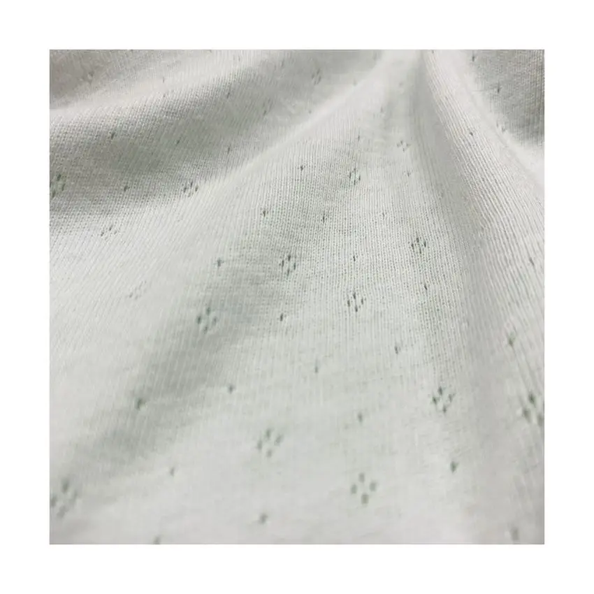 Custom 100% cotton pointelle knitting jacquard rib fabric for homewear #DJC-56266