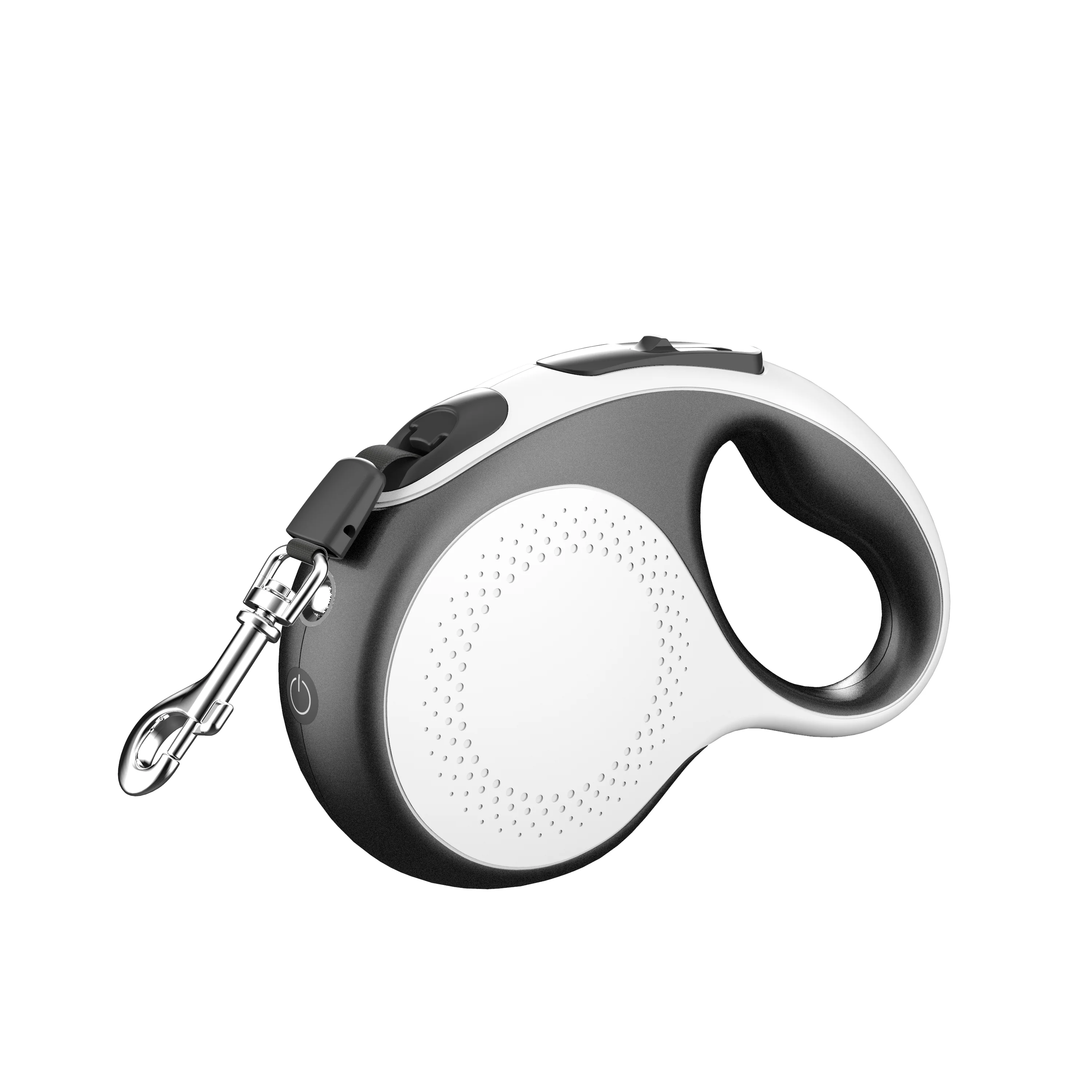 New Style Rechargeable Heavy Duty Reflective Nylon Webbing Anti-Slip Handle 16ft Retractable Dog Leash with Flashlight