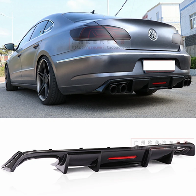 Задняя губа из углеродного волокна со светодиодной подсветкой для Volkswagen Passat CC VW CC спойлер 2013-2017 плавники Акула стильный диффузор бампер Защита