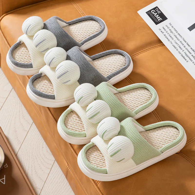 EVA Sole Hemp Outer Fashion Unisex Summer Home Indoor Slides Ladies Slides Girl Fur Slides