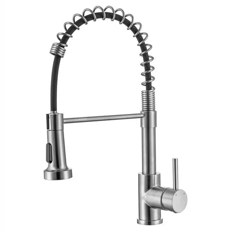 oem odm kitchen taps wholesales 304 stainless steel brushed hot and cold washbasin basin mixer faucet