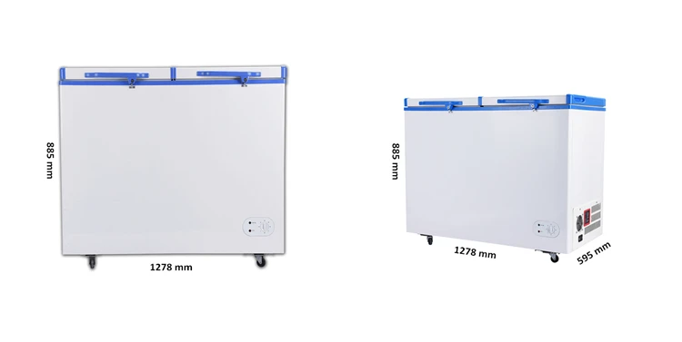 Renewable Energy DC 12v24v Solar Powered Double Doors BD/BC-358L Deep Freezer