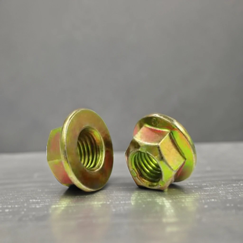 M8 M10 ASTM A325 A307 Gr2 Gr5 193 B7 углеродистая сталь сине-желто-белая оцинкованная зубчатая Шестигранная Фланцевая гайка DIN6923