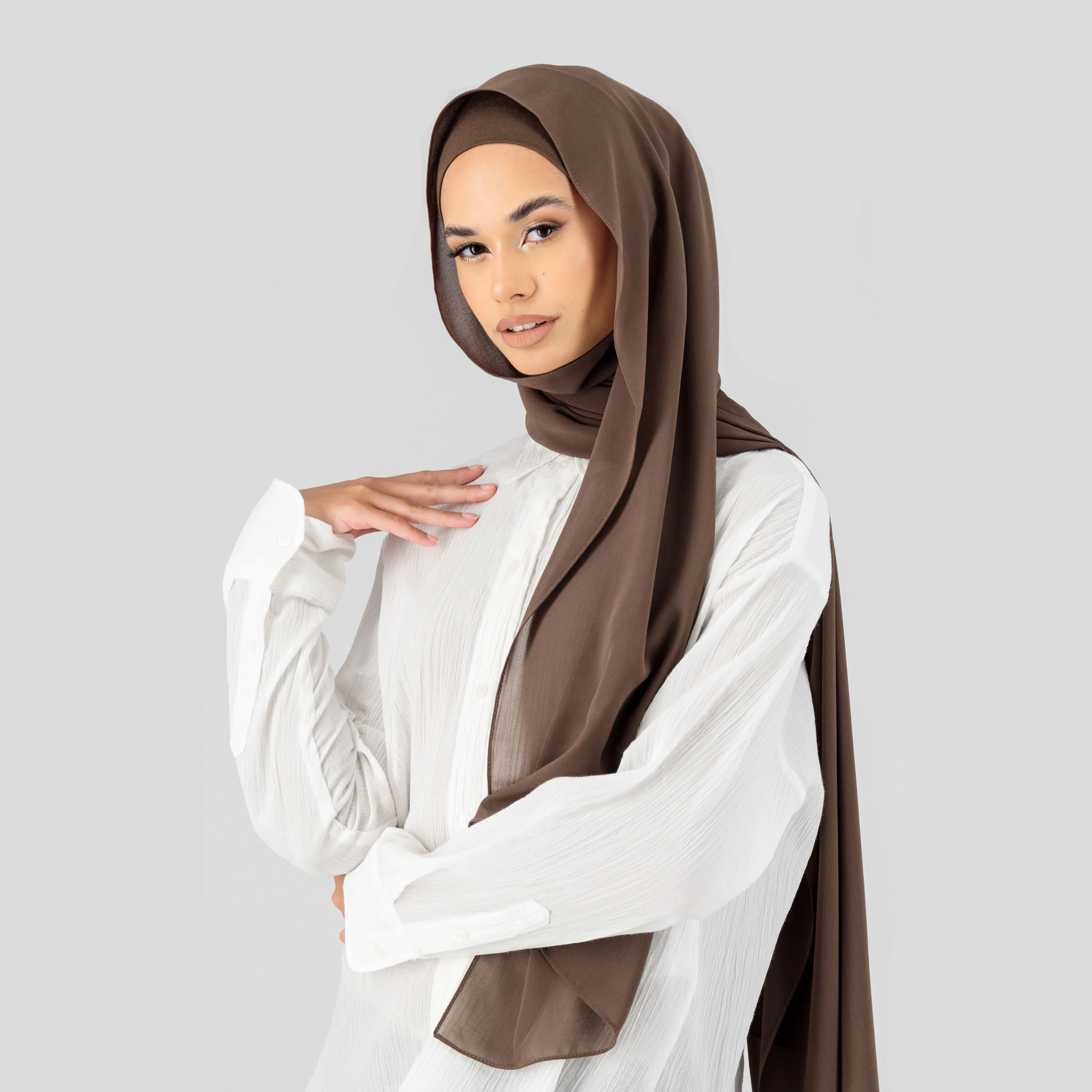 2022 Latest Prefect Matching Chiffon Hijab Set  Chiffon Hijab With Underscarf Matching Color Chiffon Hijab