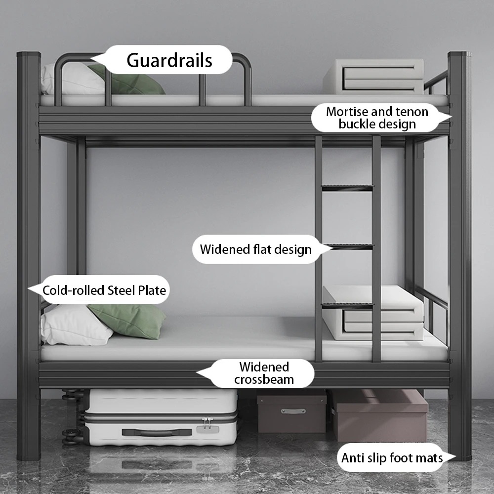 Factory School Dormitory Apartment Single Bed Modern Metal Bunk Beds Double Decker Bed For Adult