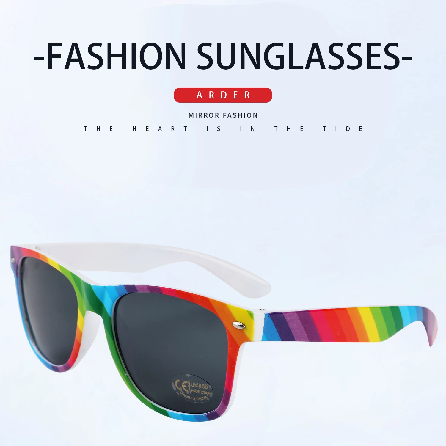 New trend sunglasses Rainbow Rice nail party decoration sunglasses Colorful fashion glasses cross border customized sunglasses