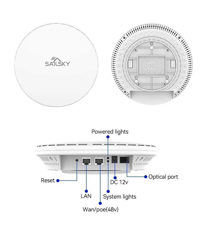 OEM/ODM Indoor Metal housing 9300mbps WiFi 7 Access Point,Enterprise Ceiling AP,Tri-Band 6Ghz Router with 2*.5G Ethernet port
