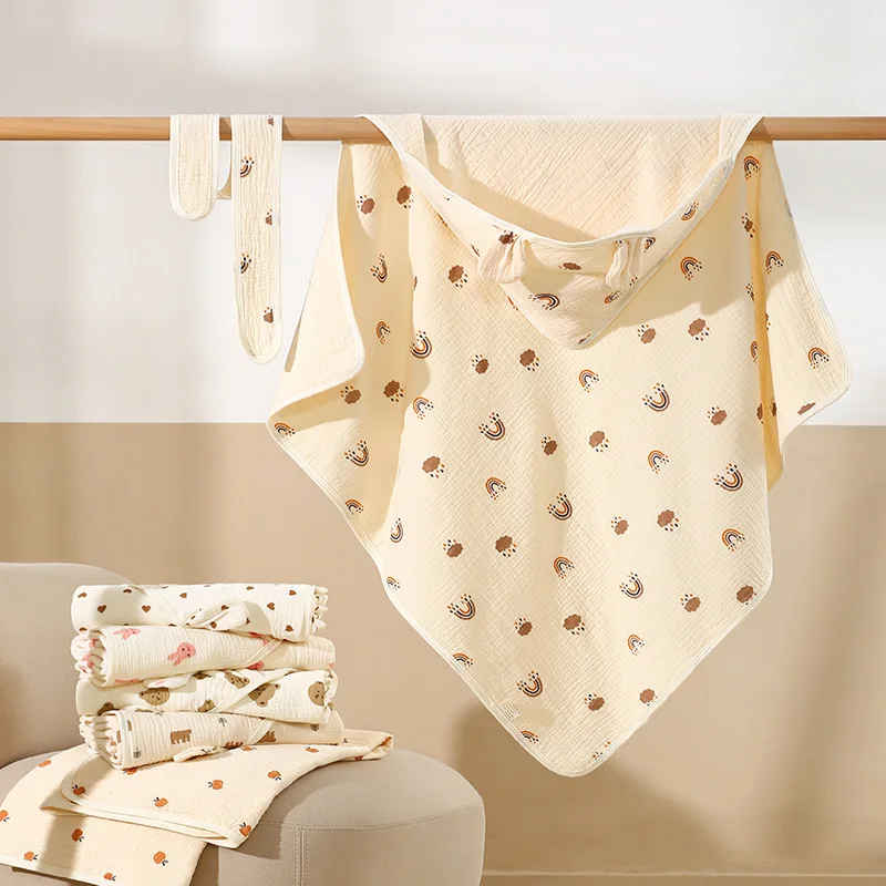 Toddler four layers pattern Blanket Bath Towel for Kids hoodie Blanket Newborn Towel Hoodie Swaddle Blankets With Cap For Kids