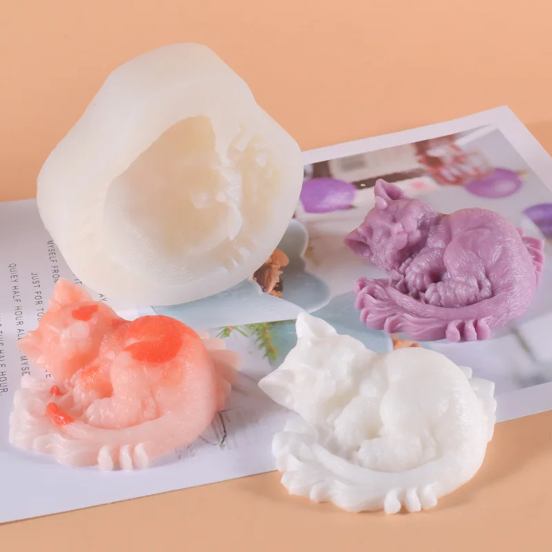 Sleepy Devil Cat Resin Mold for Candles Cat Resin Mold DIY Wax Polymer Soap Fondant Mousse Chocolate Cake Mold Home Decor