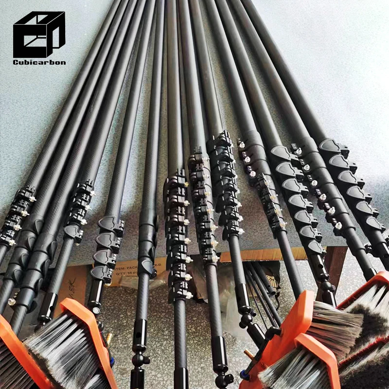 China Factory Carbon Fiber Telescopic Pole With Brush Cleaning Telescopic Pole